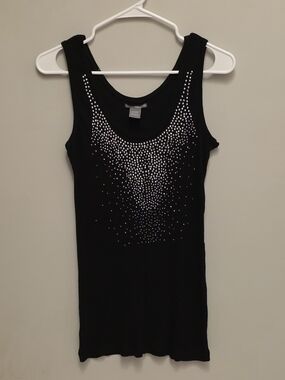 Isabella Rodriguez Black Tank Top with Silver Rhinestones